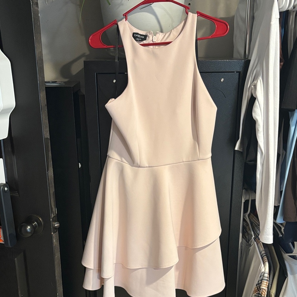 Bebe Blush Tiered Halter Dress